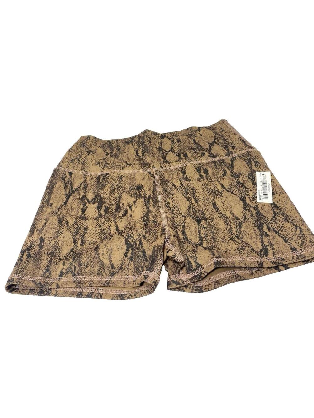 Snakeskin Print Gym Shorts Black Brown Workout Yoga Fitness Bottoms Small New